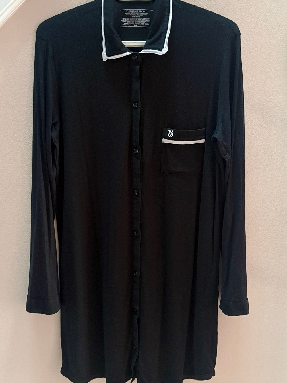Victoria's Secret Black Modal Long Sleeve Sleepshirt Nightgown Size M